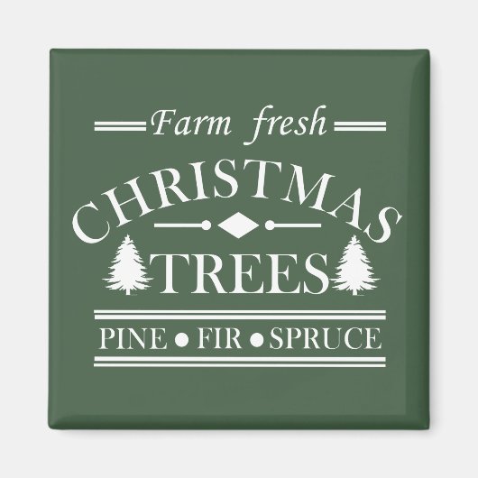 Boerderij frisse vrolijke kerstpijnbomen magneet (Voorkant)