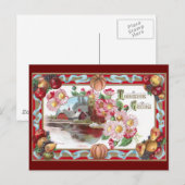 Boerderij, fruit en roze moeders Thanksgiving Feestdagenkaart (Voorkant / Achterkant)