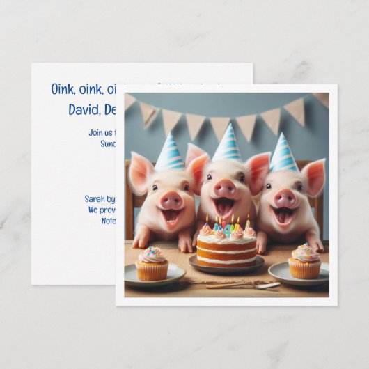 Boerderij fun Varkensverjaardagsuitnodigingen, kin Kaart (Voorkant / Achterkant)