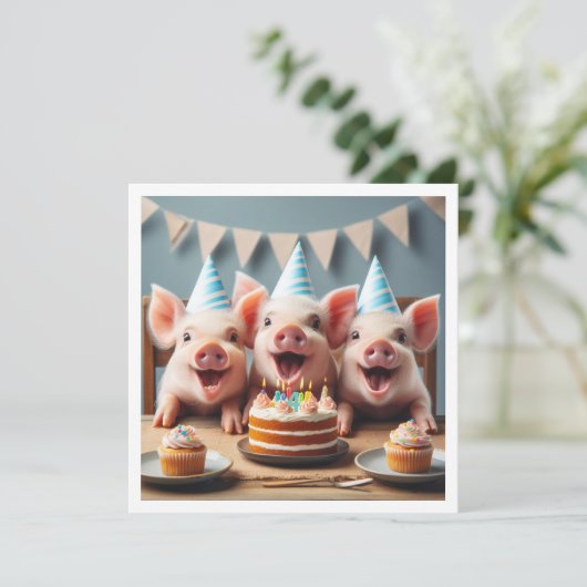 Boerderij fun Varkensverjaardagsuitnodigingen, kin Kaart (Staand voorkant)