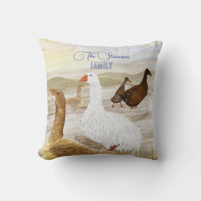 Boerderij ganzen, Winter Sinaasappels 2-zijdig Sie Kussen (Voorkant)