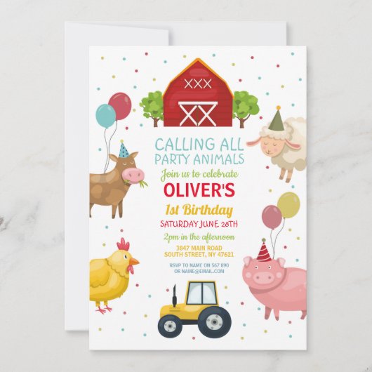 Boerderij Garde dieren 1e kinderdag uitnodiging (Voorkant)