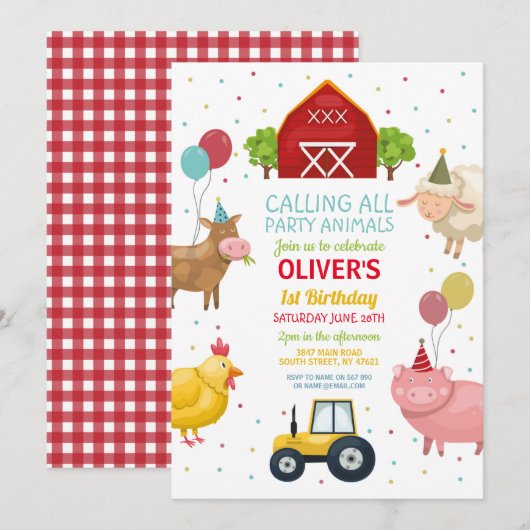 Boerderij Garde dieren 1e kinderdag uitnodiging (Voorkant / Achterkant)