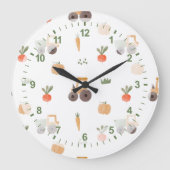 Boerderij Garden Waterverf Fun Pattern Grote Klok (Voorkant)
