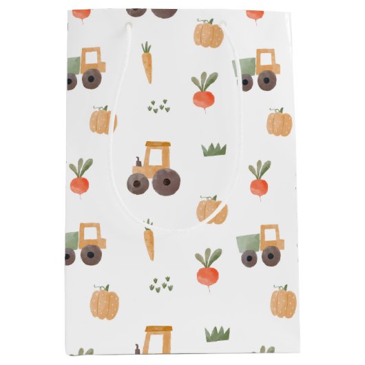 Boerderij Garden Waterverf Fun Pattern Medium Cadeauzakje (Voorkant)