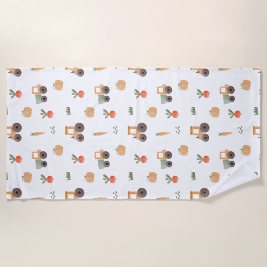 Boerderij Garden Waterverf Fun Pattern Strandlaken (Voorkant)