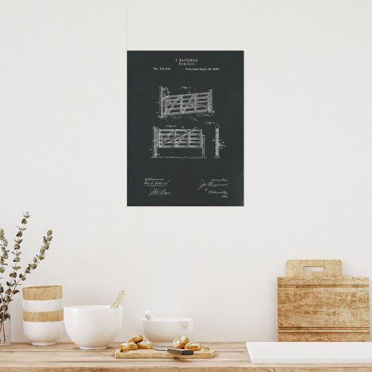 Boerderij Gate Patent Print op Chalkboard (Keuken)