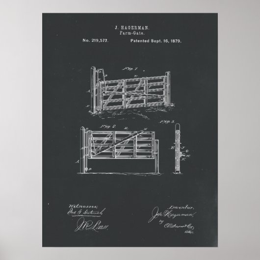 Boerderij Gate Patent Print op Chalkboard (Voorkant)