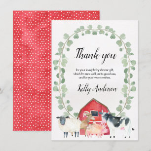 Boerderij Geachte Baby shower Hartelijk dank Kaart