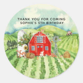 Boerderij Geachte Birthday Party - Hartelijk dank Ronde Sticker