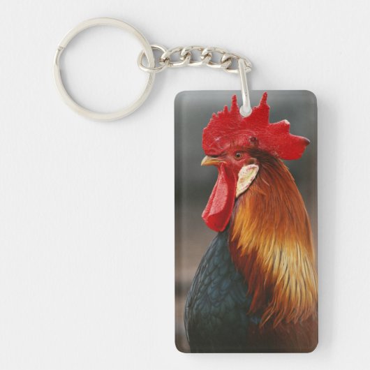 Boerderij gedomesticeerde haan sleutelhanger (Voorkant)