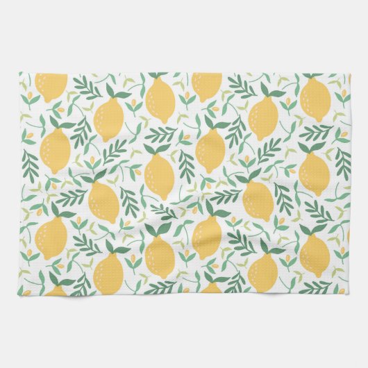 Boerderij gele leemonpatroon voor Bright land Theedoek (Horizontaal)
