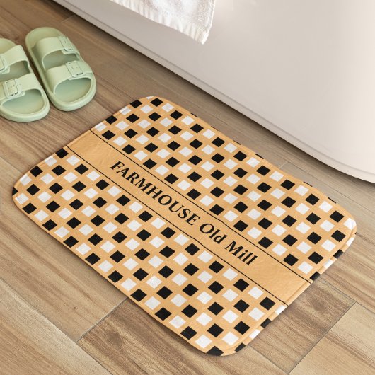 Boerderij geometrische klei zwarte badmat