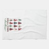 Boerderij geruite boom kleine stad kerst theedoek (Horizontaal)