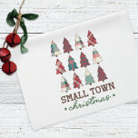 Boerderij geruite boom kleine stad kerst theedoek<br><div class="desc">Boerderij keukenhanddoek.</div>