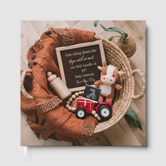 boerderij geweven mand baby Fotoboek Keepsake Gastenboek (Voorkant)