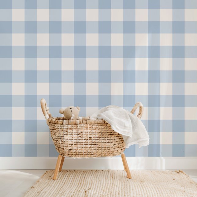 Boerderij Gingham Baby Blue Behang (Creator heeft geüpload)