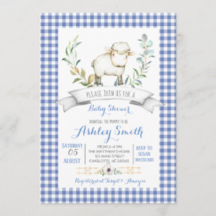 Boerderij Gingham  baby shower Kaart