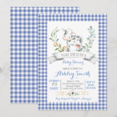 Boerderij Gingham baby shower-uitnodiging Kaart (Voorkant / Achterkant)