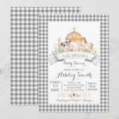 Boerderij Gingham baby shower-uitnodiging Kaart (Voorkant / Achterkant)