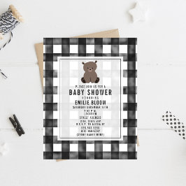 Boerderij Gingham Beer Babyshower Kaart