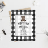 Boerderij Gingham Beer Babyshower Kaart