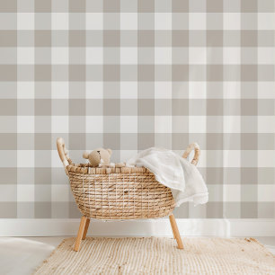 Boerderij Gingham Dove Grey Behang