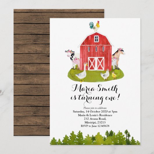 Boerderij GIrl Birthday Kaart (Voorkant / Achterkant)