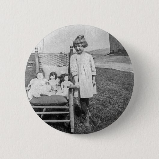 Boerderij Girl en haar Doll Friends Ronde Button 5,7 Cm (Voorkant)