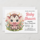 Boerderij Girly Online Koe Baby shower Kaart (Voorkant)