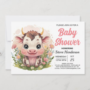 Boerderij Girly Online Koe Baby shower Kaart