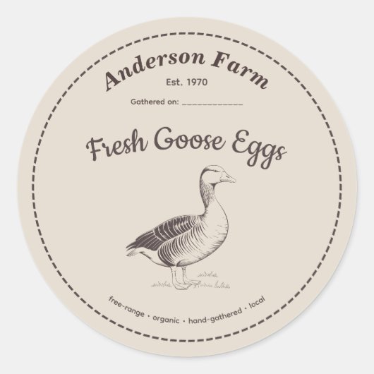Boerderij Goose Eggs Label Bruine Sticker (Voorkant)