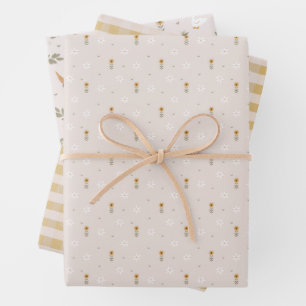 Boerderij Goose Flowers Rustic Yellow Gingham Inpakpapier Vel