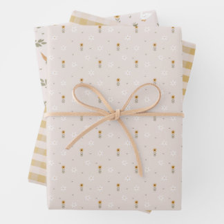 Boerderij Goose Flowers Rustic Yellow Gingham Inpakpapier Vel