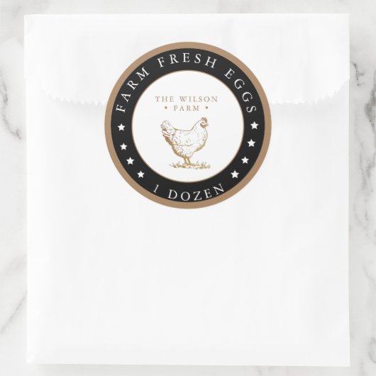 Boerderij Gouden Sterren Ei Karton Sticker (Tas)