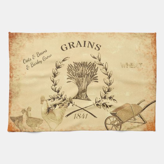  Boerderij Graanzak Kip-collage Theedoek (Horizontaal)