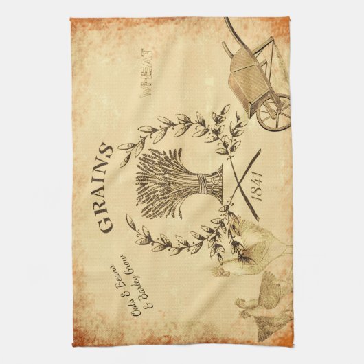  Boerderij Graanzak Kip-collage Theedoek (Verticaal)