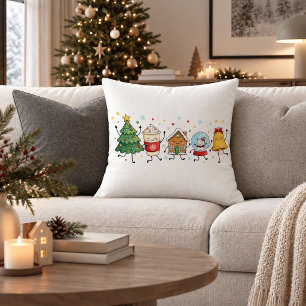 Boerderij Grappige Kerst Krabbel Decorative Kussen