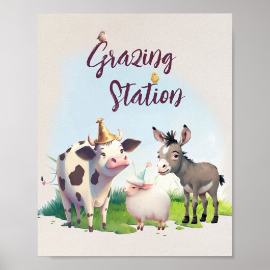 Boerderij grazing station verjaardagsfeestje boerd poster (Voorkant)