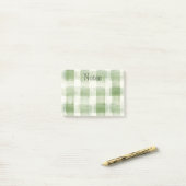 Boerderij Green Cream Plaid Post-it® Notes (Op bureau)