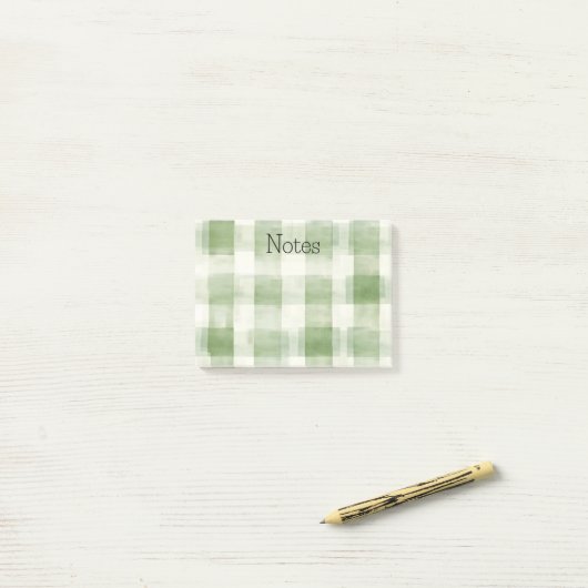 Boerderij Green Cream Plaid Post-it® Notes (Op bureau)
