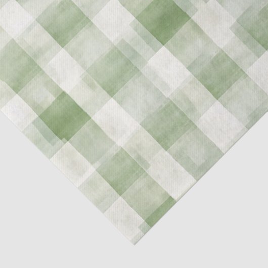 Boerderij Green Cream Plaid Verjaardag Tissuepapier (Detail)