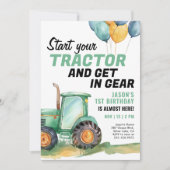 Boerderij Green Tractor Verjaardagsuitnodiging Kaart (Voorkant)