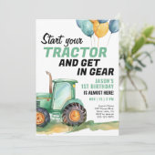 Boerderij Green Tractor Verjaardagsuitnodiging Kaart (Staand voorkant)