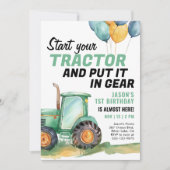 Boerderij Green Tractor Verjaardagsuitnodiging Kaart (Voorkant)
