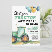 Boerderij Green Tractor Verjaardagsuitnodiging Kaart (Staand voorkant)