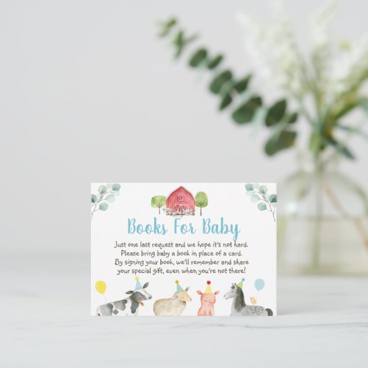 Boerderij Greenery Baby shower Book Request Informatiekaartje (Staand voorkant)