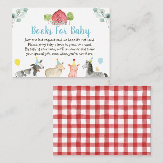 Boerderij Greenery Baby shower Book Request Informatiekaartje (Voorkant / Achterkant)