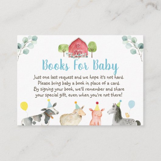 Boerderij Greenery Baby shower Book Request Informatiekaartje (Voorkant)