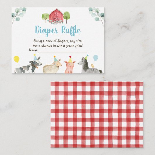Boerderij Greenery Baby shower Diaper Raffle-kaart Informatiekaartje (Voorkant / Achterkant)